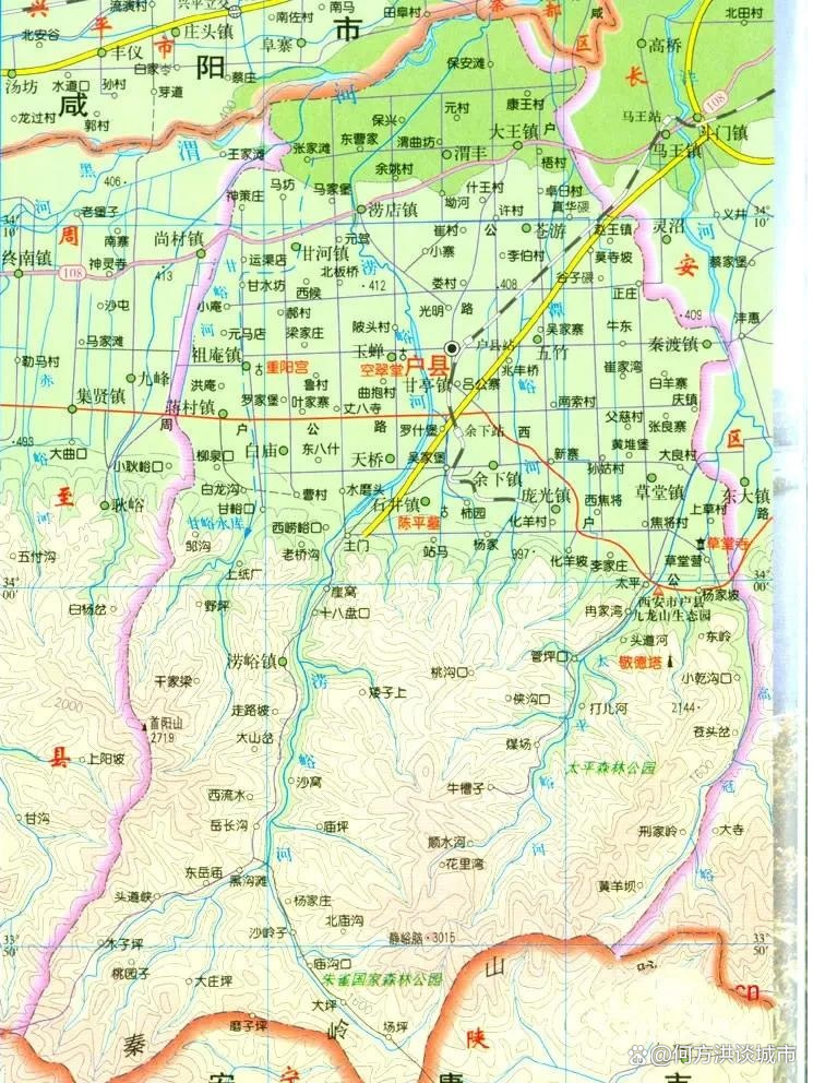 全世界最大非城市建成區的棋盤狀路網&mdash;西安市鄠邑區九縱八橫路網